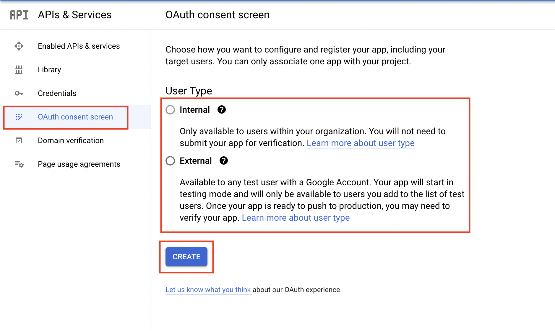 OAuth2 consent screen