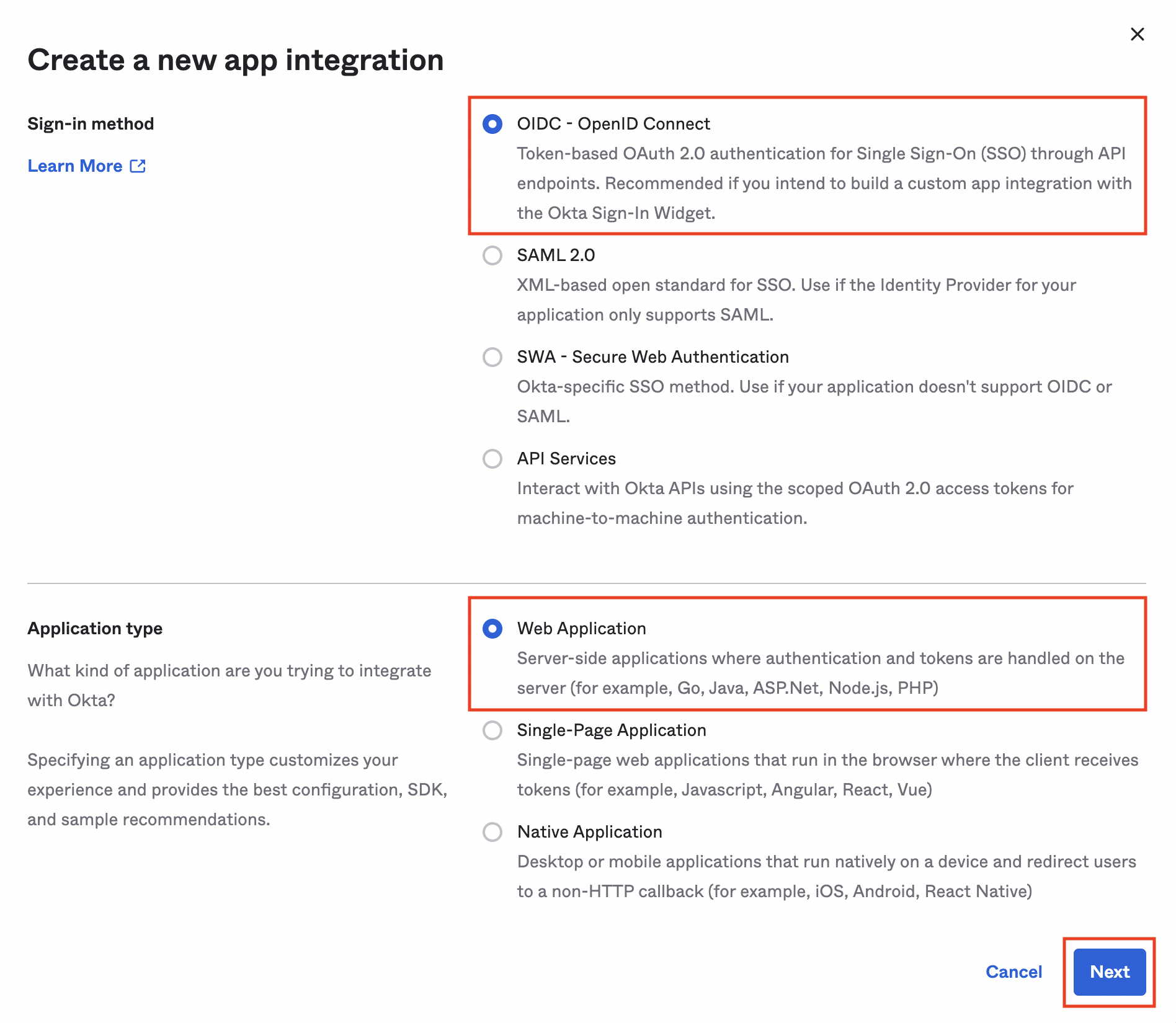 Okta App Integration Setup Info