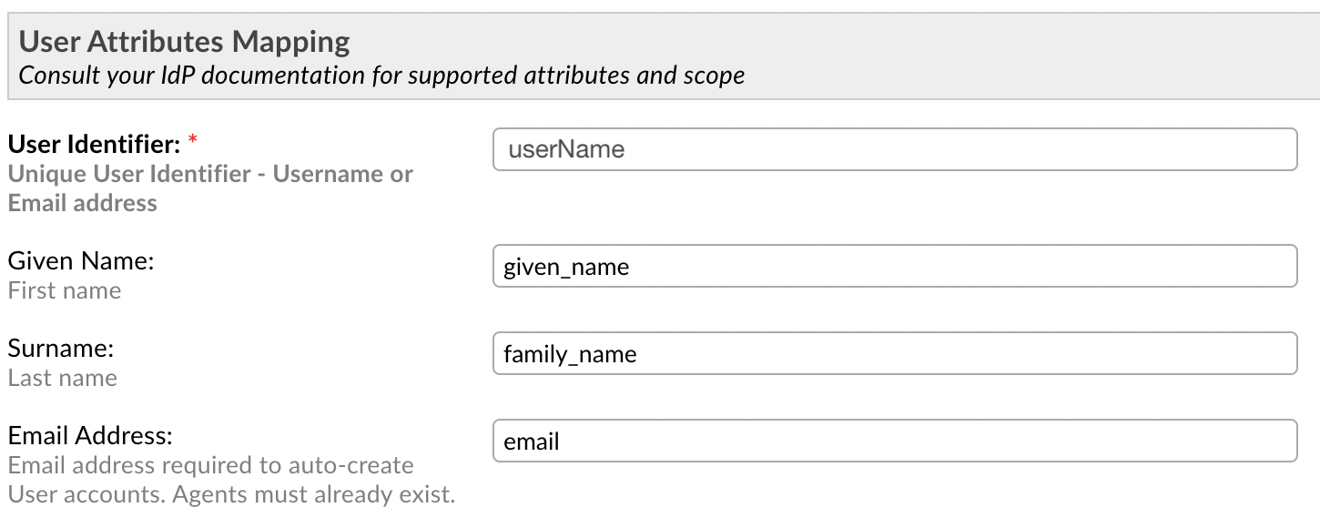 User Attribute Mappings