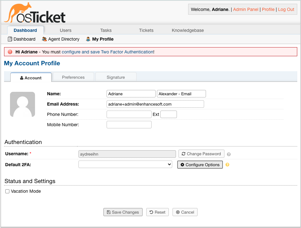 Configure 2FA