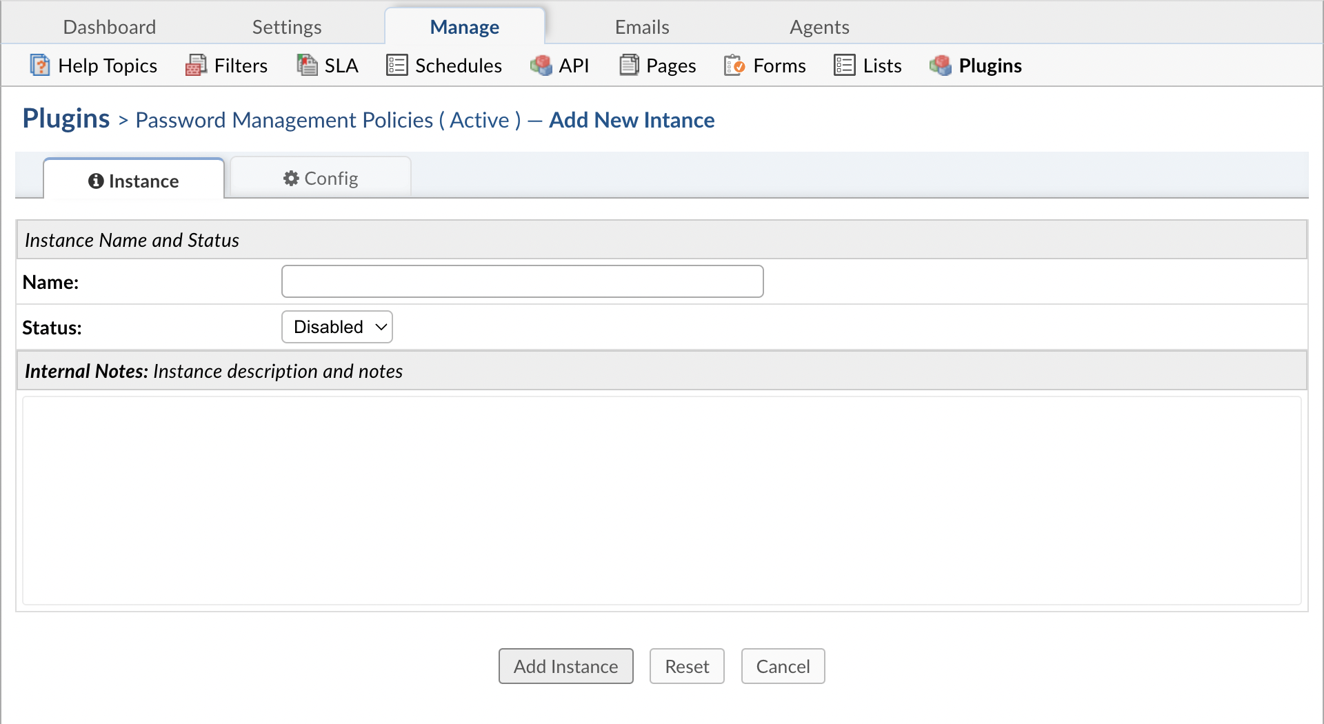 Add New Password Management Policies Instance