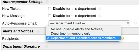 Recipients Field for Departments