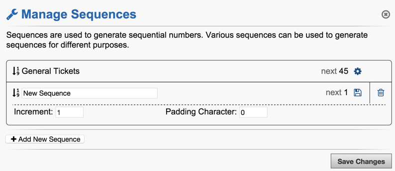 Ticket Number Sequence