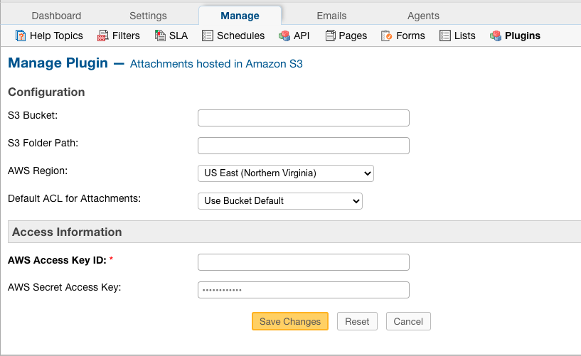 Attachments in S3 Configuration