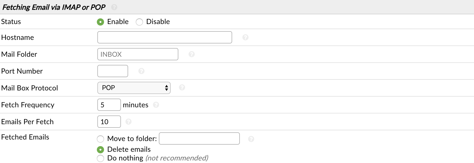 IMAP/POP Settings