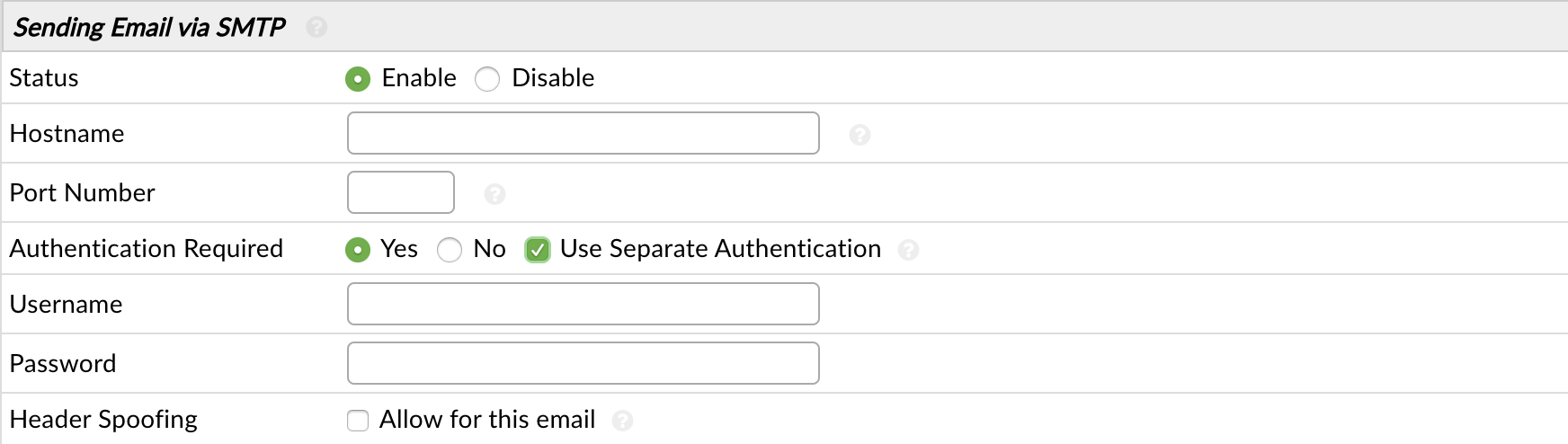 SMTP Settings