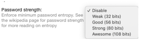 Password Strength Options