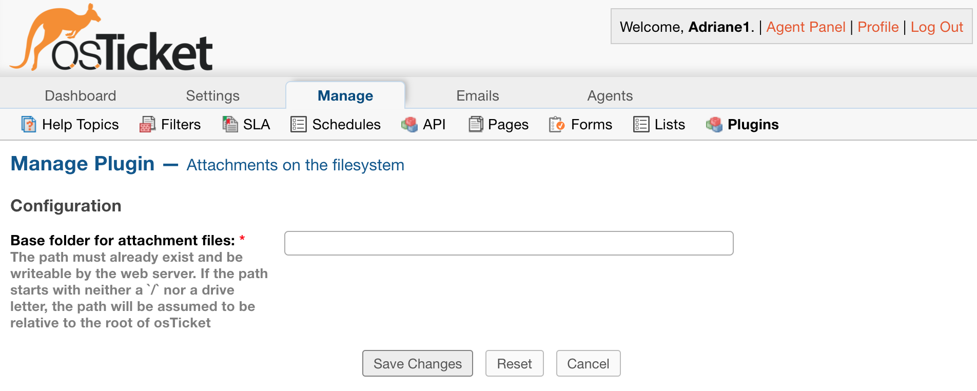 Attachments on the Filesystem Configuration