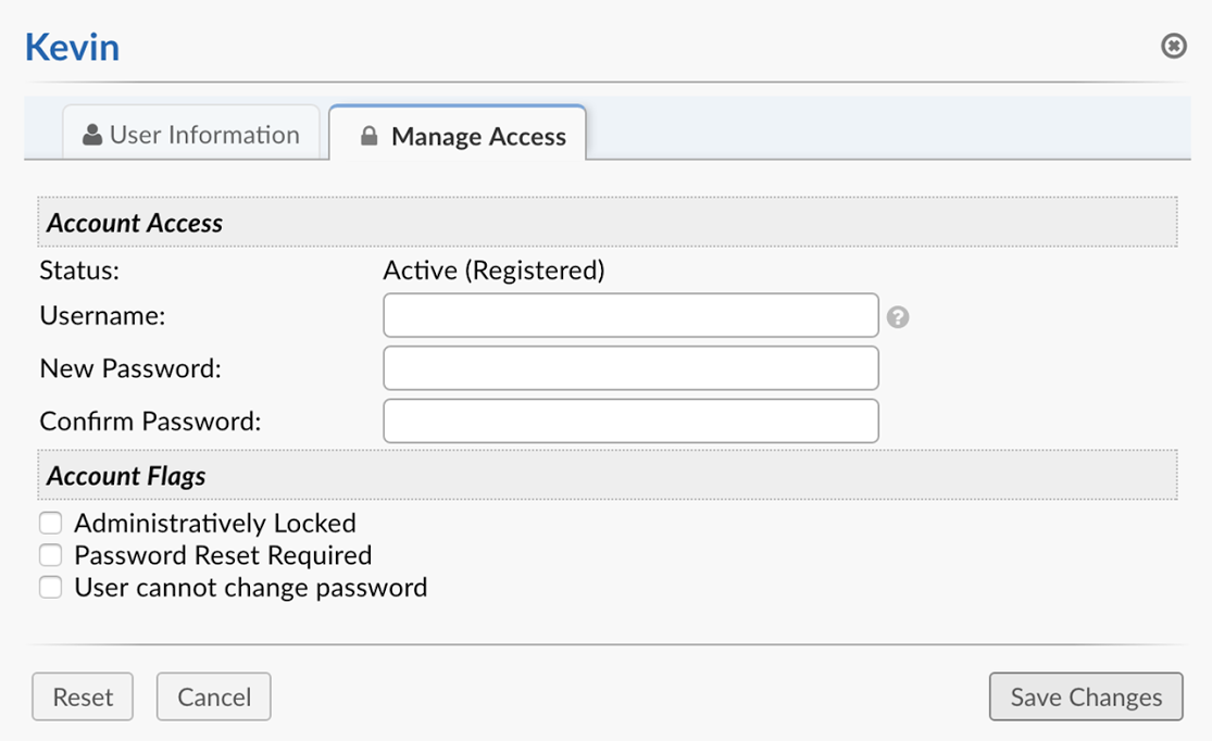 Manage Access Tab
