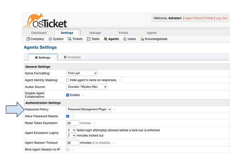 Agent Password Policy