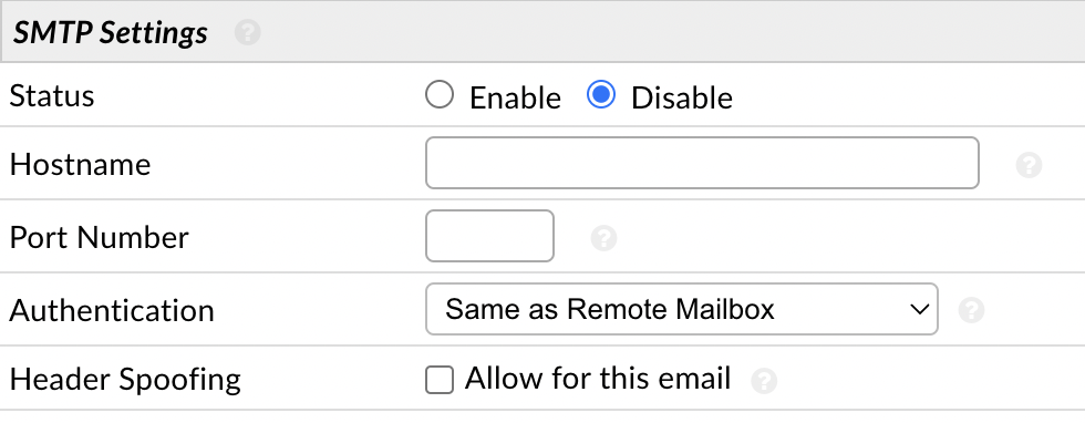 SMTP Settings