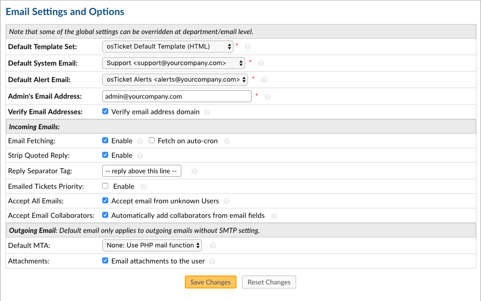 Email Settings