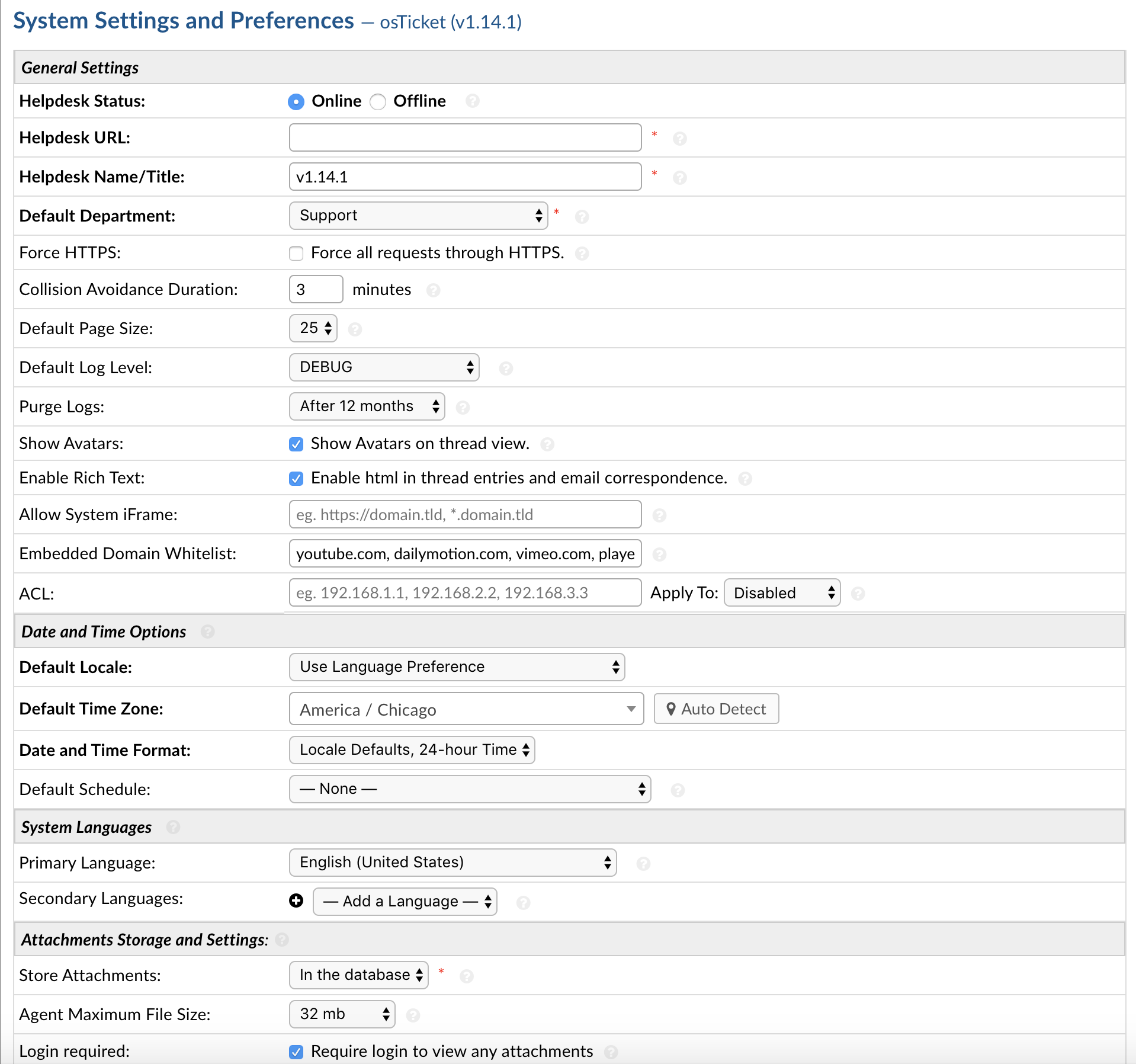 General Settings