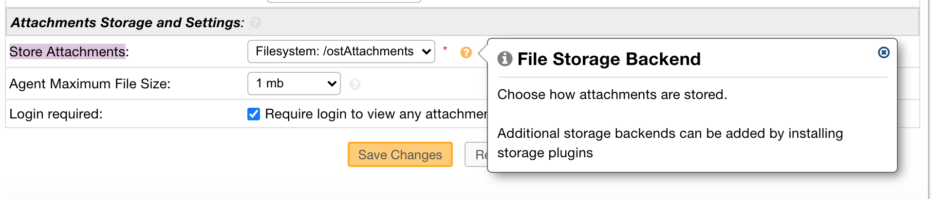 Store Attachments Setting