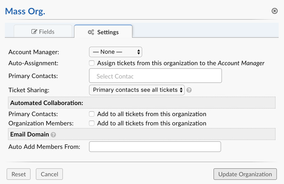 Organization Settings