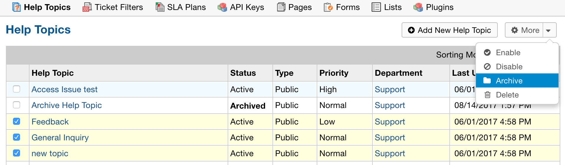 Edit Multiple Help Topics