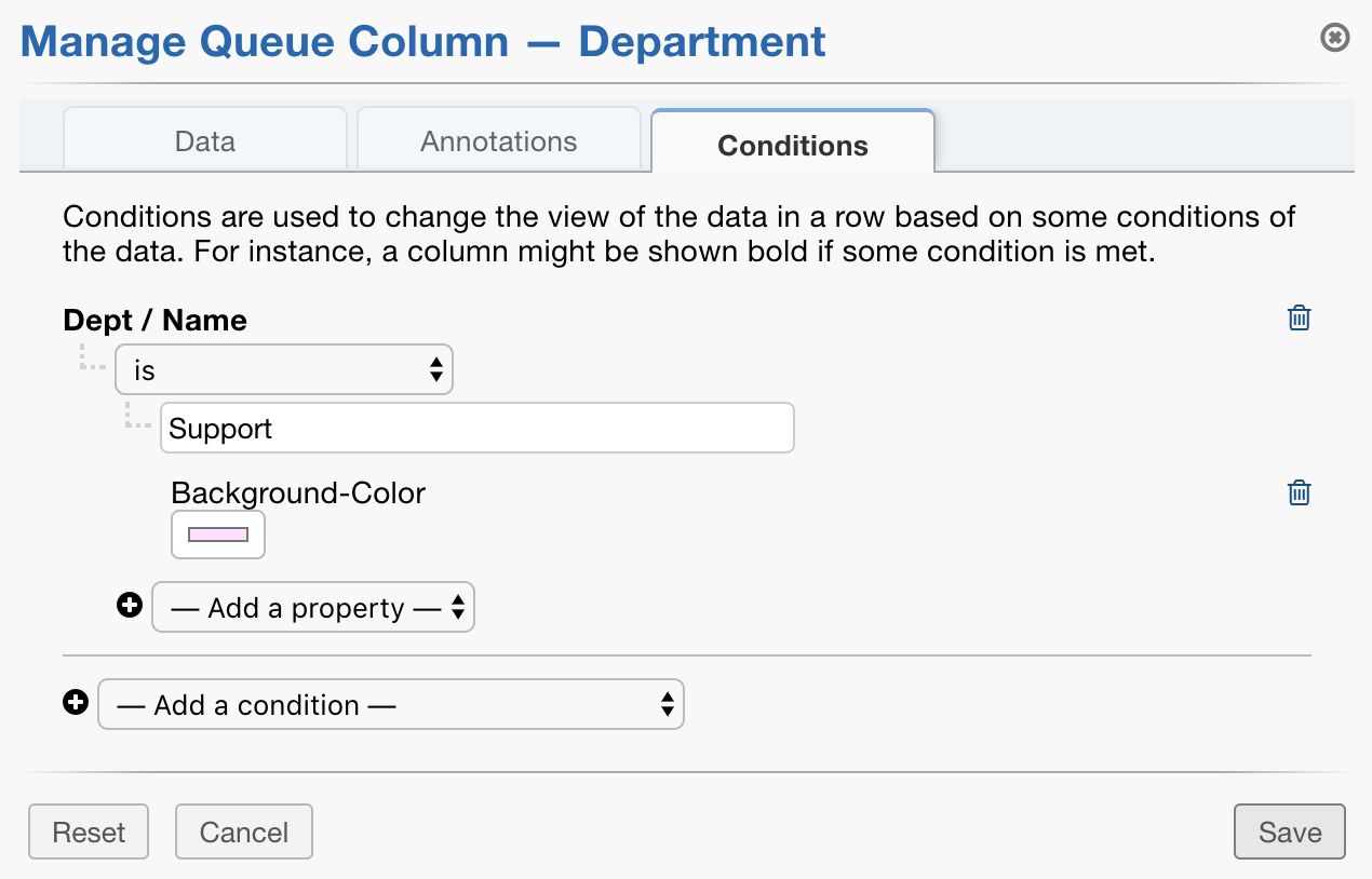 Conditions Tab