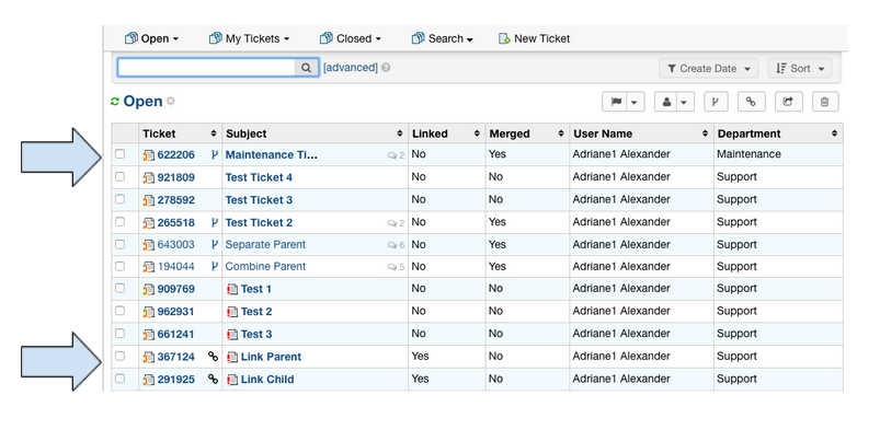 Merged/Linked Tickets in the Queue