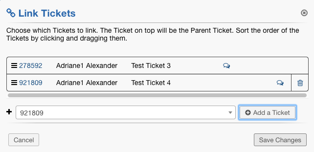 Linking from within a Ticket