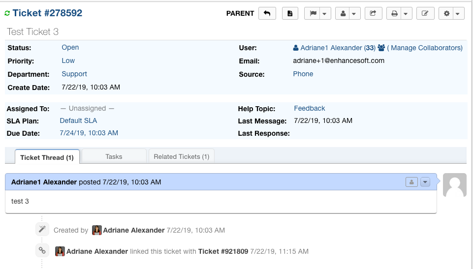 Linking from within a Ticket