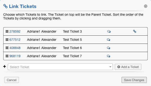 Linking from the Tickets Queue