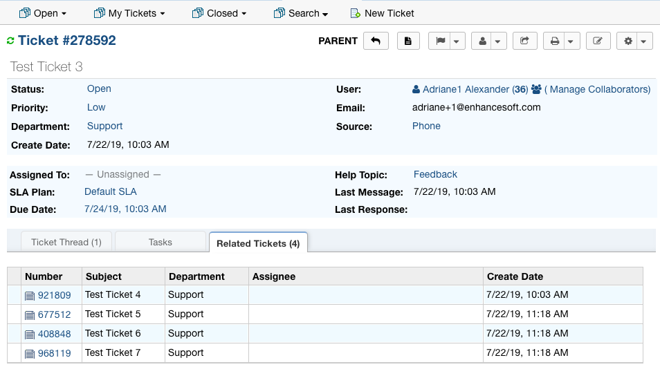 Linking from the Tickets Queue