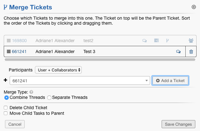 Merging from within a Ticket