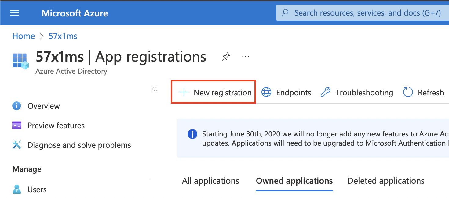 App registrations - New registration