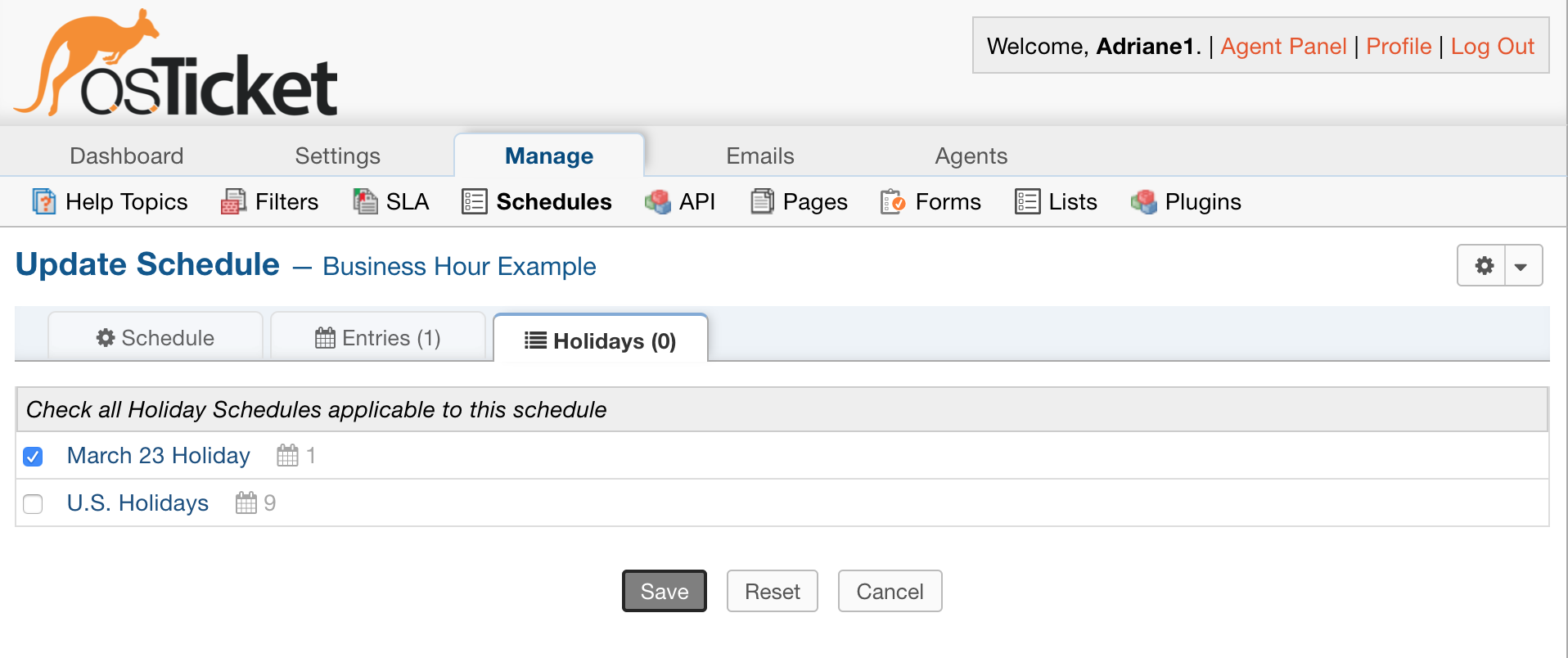 Add Holiday to Schedule 2